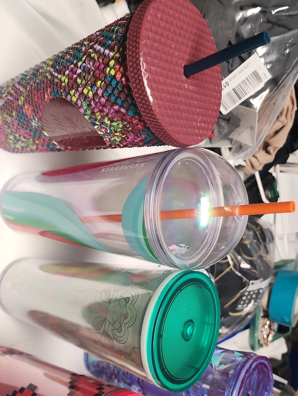 Bundle Of Assorted Starbucks Pink and Purple Reusable Travel Tumblers